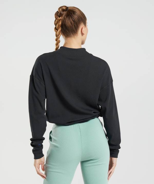 Damske Bundy Gymshark Pause Zip Up Čierne | RJ1605379